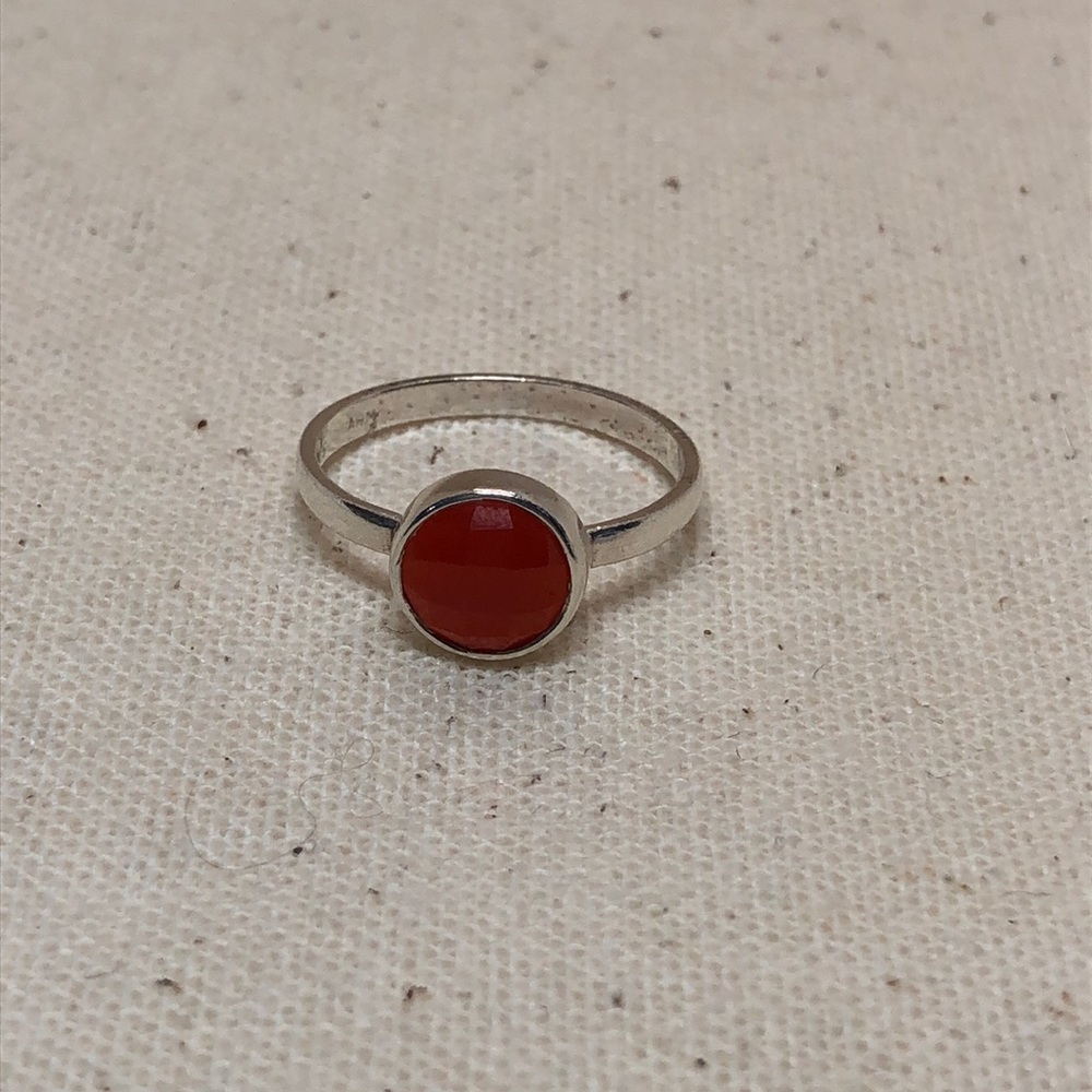 Sterling silver carnelian stacking ring size 7